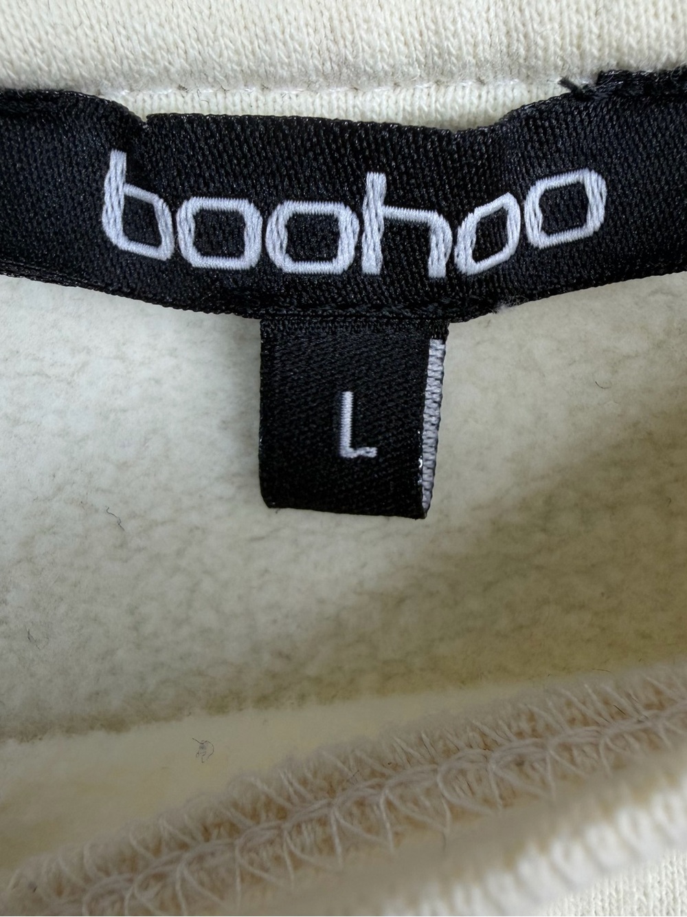 Boohoo Embroidered Balloon Sleeve Crop Sweatshirt Cream Boho Large - Picture 5 of 7